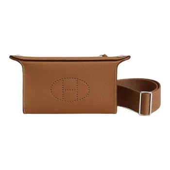 HERMES Videpoches Togo Calfskin Shoulder Bag Crossbody Bag Men's 37 Gold Gold Brown