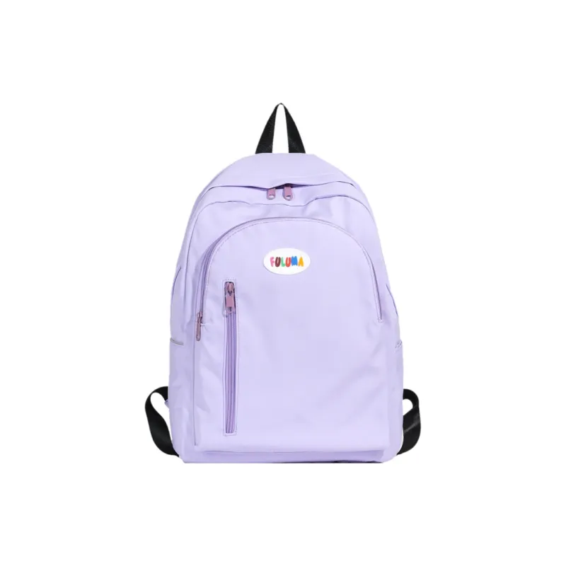 OURFUN Nylon Fabric Backpack Ecru/Black/Pink/Violet/Orange/Emerald Green/Blue-7