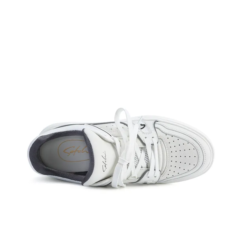 Satchi Slip Resistant Cushioning Wear Resistant Lightweight Low Top Skateboard Shoes Men's White-3