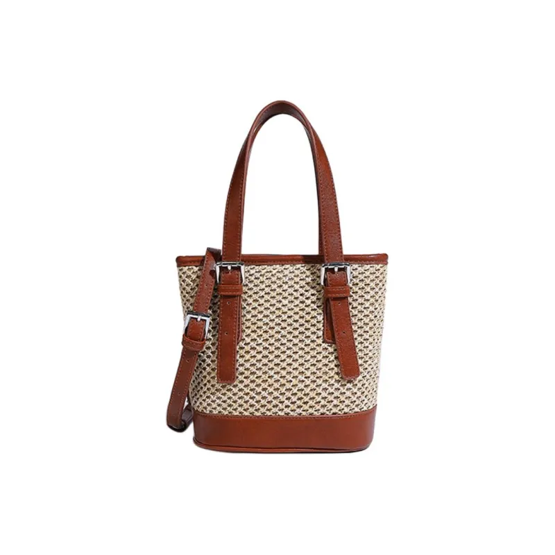 H YXIANG Straw Woven PU Shoulder Bag Regular Women's Beige-0