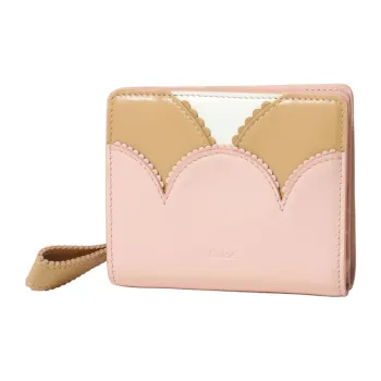 Chloe Linda Leather Wallet Mini Women's Pink & Beige