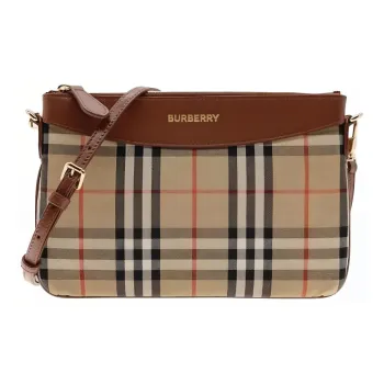Burberry Canvas With Leather Clutch Unisex Malt Brown