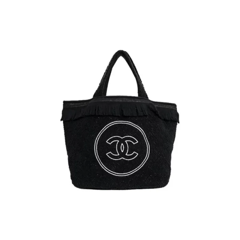 CHANEL Cotton 3 in 1 Shoulder Bag, Crossbody Bag, Tote Bag, Shopping Bag, Handbag Women's Black-0