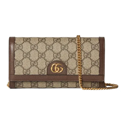 GUCCI Ophidia Supreme Canvas Shoulder Bag Crossbody Bag Wallets Women's Beige & Ebony