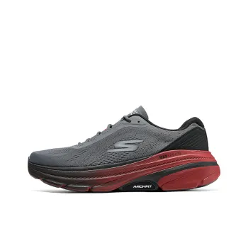 Skechers Max Cushioning Anti Slip Wear Resistant Low Top Casual Running Shoes Men's Gray Red