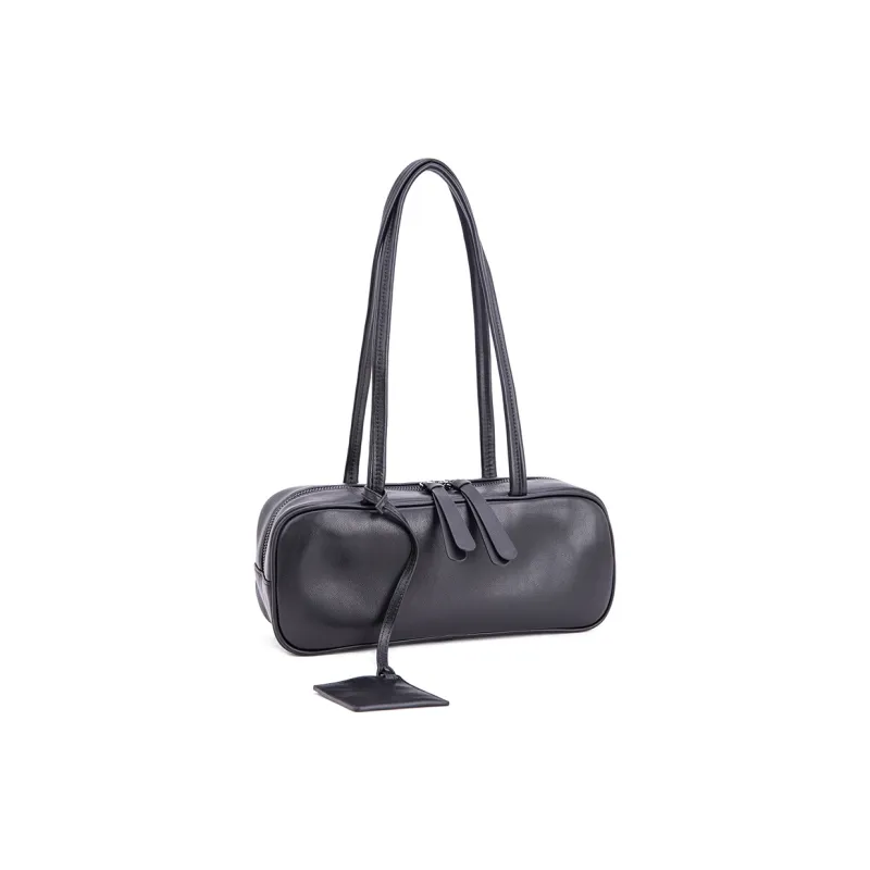 VENOF Cow Leather Shoulder Bag Medium Size Women's Caramel Tea/Coffee/Twilight Black-6