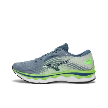 Mizuno Wave Sky 6 Cushioning Anti Slip And Wear Resistant Low Top Casual Running Shoes Men's Gray Cyan Green