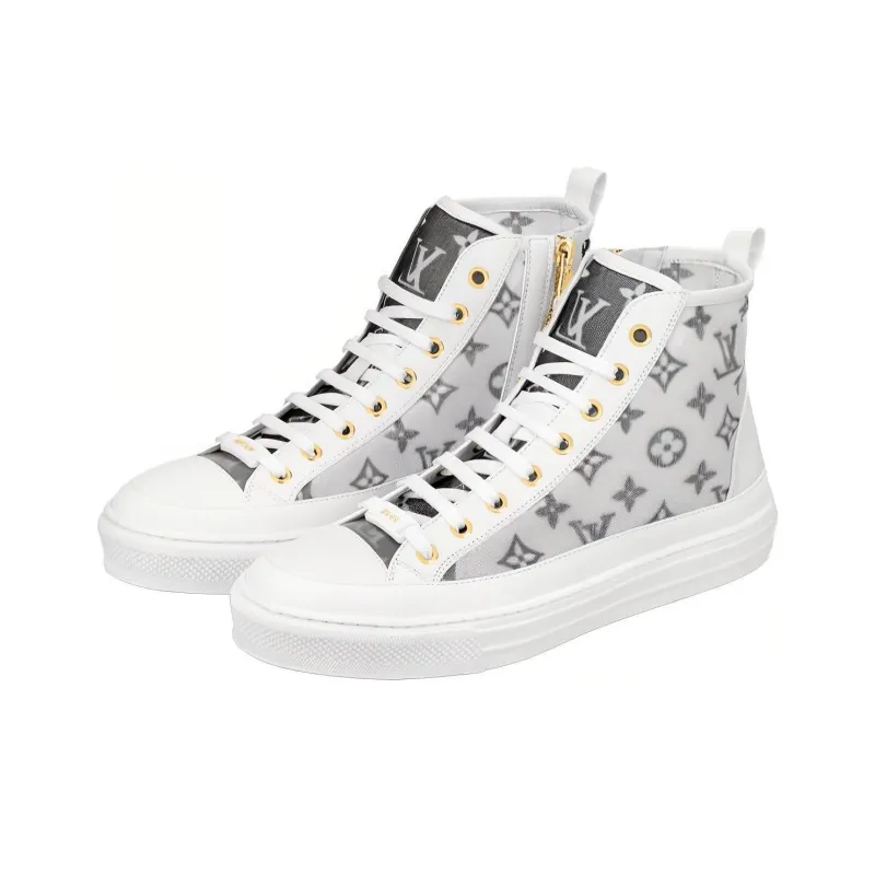 LOUIS VUITTON Stellar Ankle Sneakers 'White Grey' Women's-3