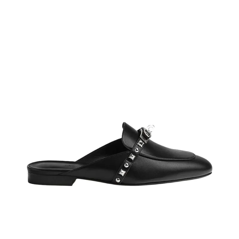 HERMES Oz Wrap-toe Slippers Women's Black-1