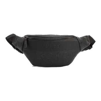 GUESS Synthetic Leather One Shoulder Crossbody Fanny Pack Sling Bags Regular Men's Black/Dark Gray