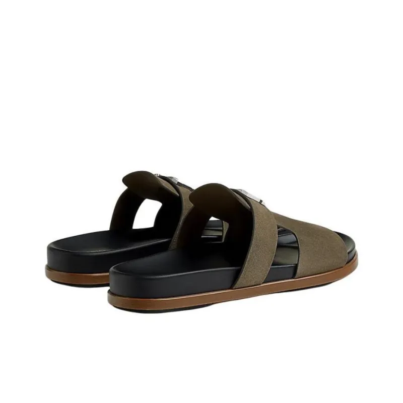 HERMES Slide Slippers Men's Green-3