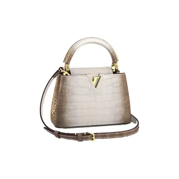 LOUIS VUITTON Capucines Sahara Gilded Crocodile Leather Shoulder Bag, Handbag Mini Women's Gold