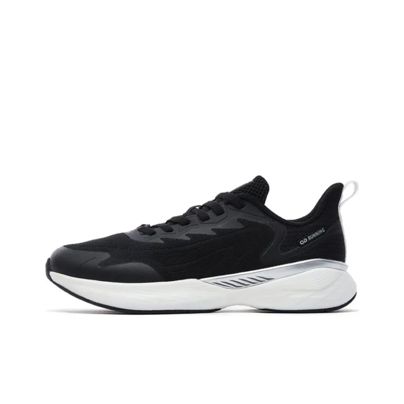 QIAODAN Flying Shadow Team1.0 Anti Slip Wear Resistant Low Top Long Distance Running Shoes Men's Black Silver-0