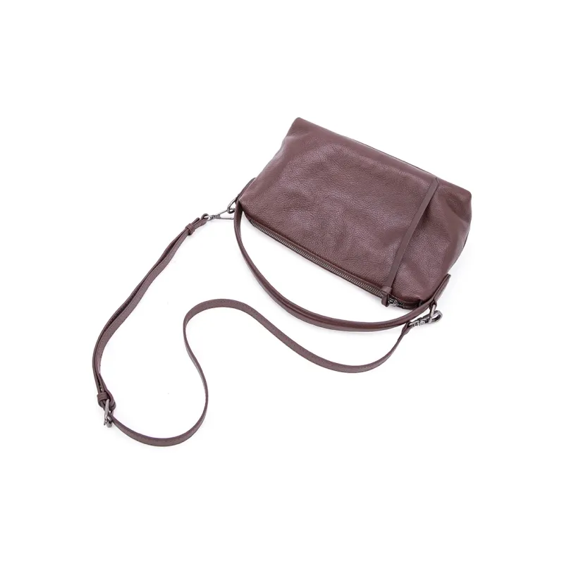 VENOF Genuine Cow Leather Shoulder Bag Dumpling Bag Handbag Small Size Women's Ebony/Kahlo/Desert Brown-1