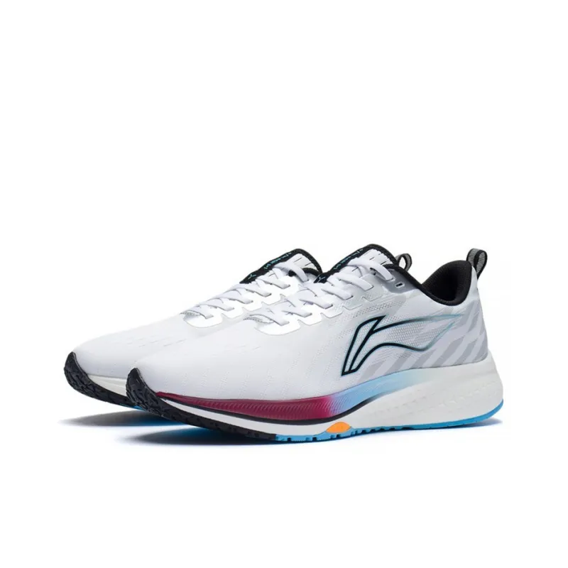 LiNing Red Hare 5 Cushioned Slip Resistant Breathable Rebound Low Top Running Shoes White Light Gray-2