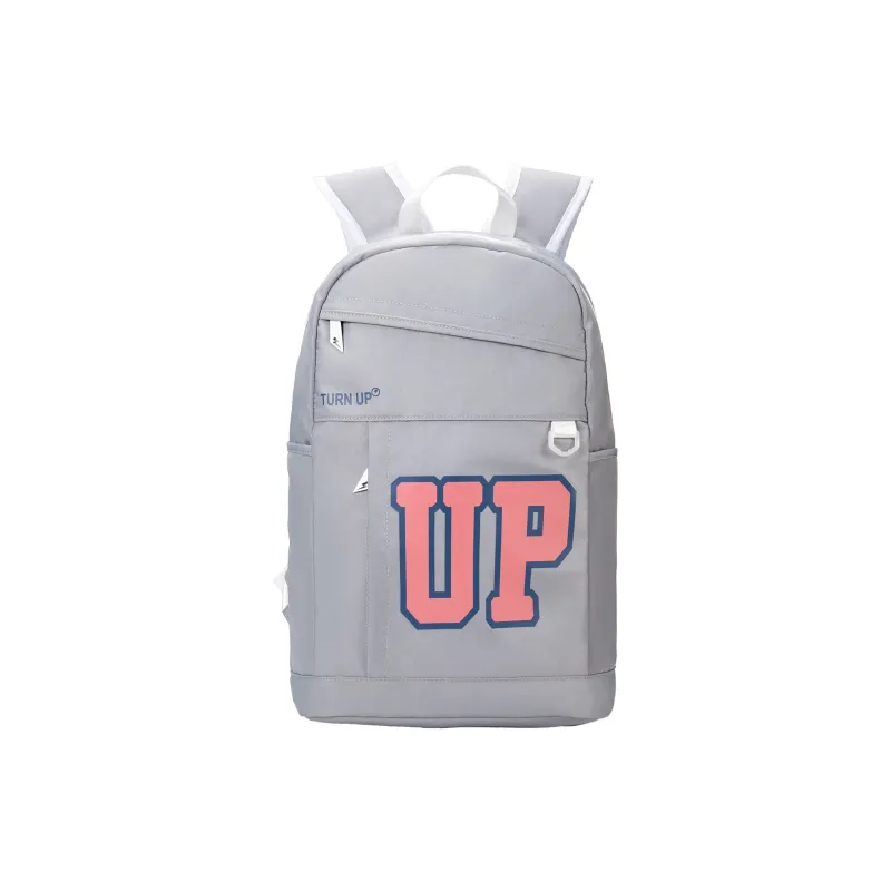 TURN UP Polyester Backpack Regular Unisex Gray Pink-0