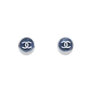 CHANEL   Stud Earrings Women's Denim Blue