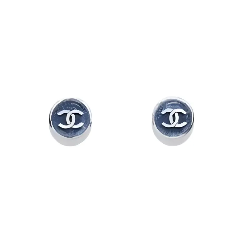 CHANEL Stud Earrings Women's Denim Blue-0