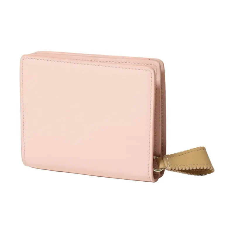 Chloe Linda Leather Wallet Mini Women's Pink & Beige-1
