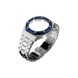 Silver Case Silver Band Blue Bezel