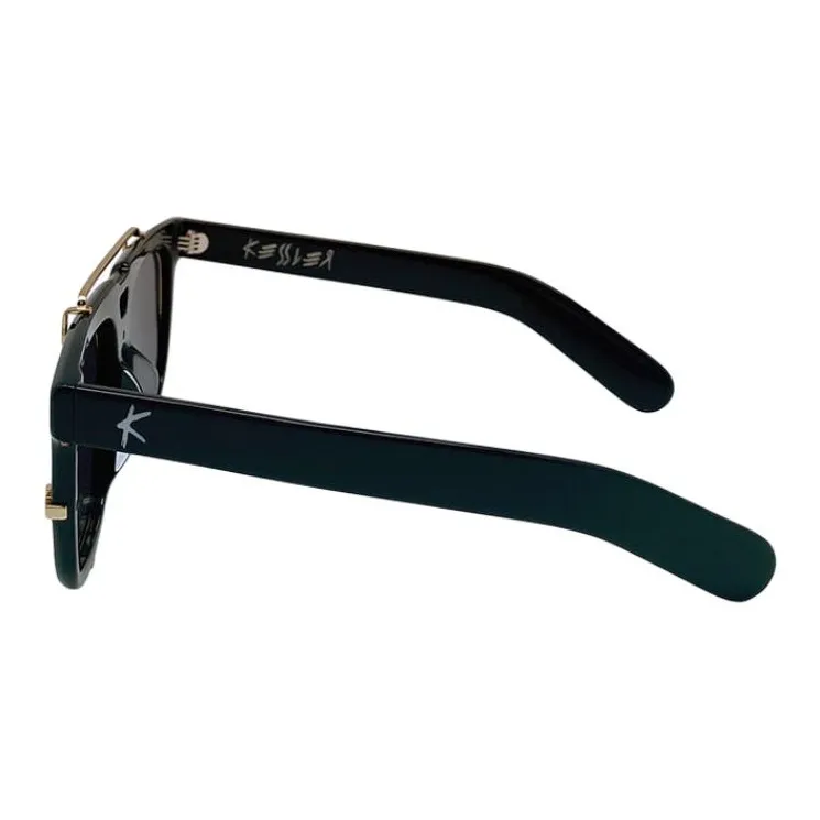 KESSLER Acetate Titanium Aviator Sunglasses Unisex Black-1