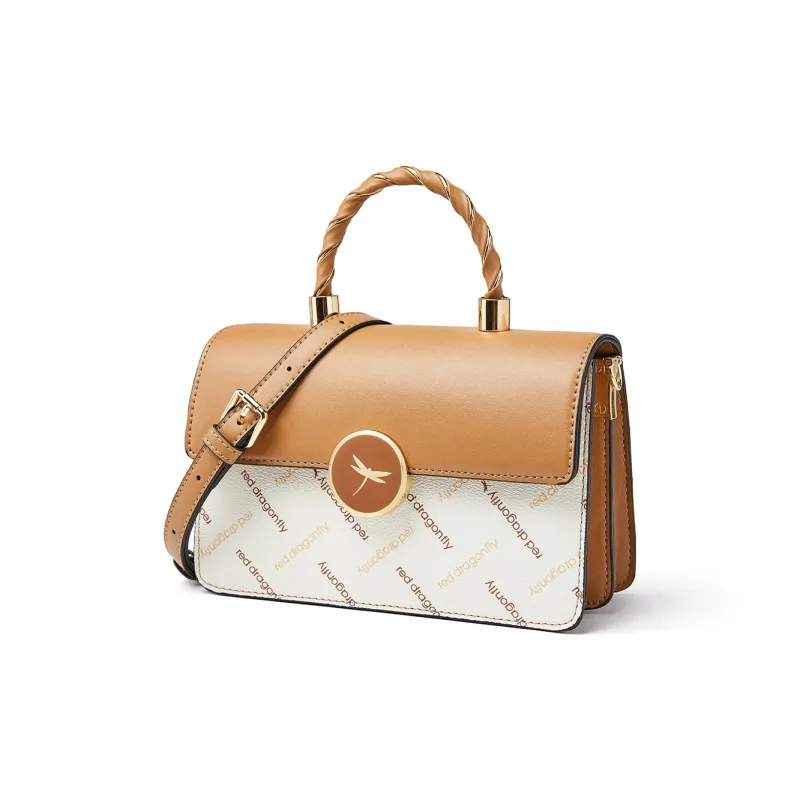 RED DRAGONFLY Artificial Leather Small Square Bag, Shoulder Bag, Crossbody Bag, Handbag Women's Ecru-2