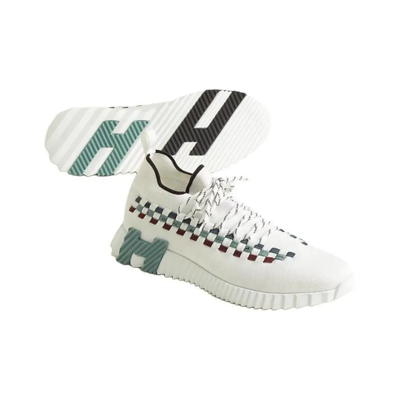 HERMES Fle Low Top Casual Shoes Men's Green-4