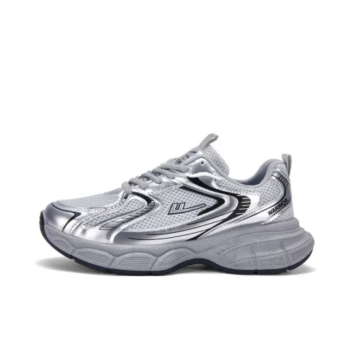 Warrior Casual Versatile Breathable Platform Height Increasing Trendy Fashion Low Top Chunky Sneakers Women's Silver