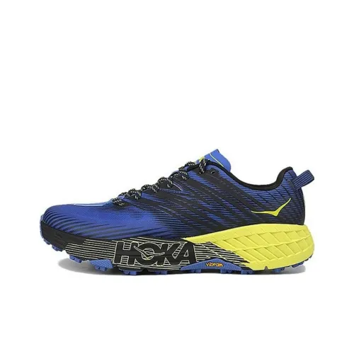 HOKA ONE ONE Speedgoat 4 Running Shoes Men Low-Top Blue/Yellow