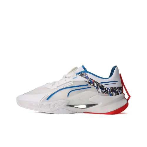 PUMA BMW MMS Lgnd Assembly Anti-Slip Wear-Resistant Low-Top Sports Casual Shoes White Blue Red