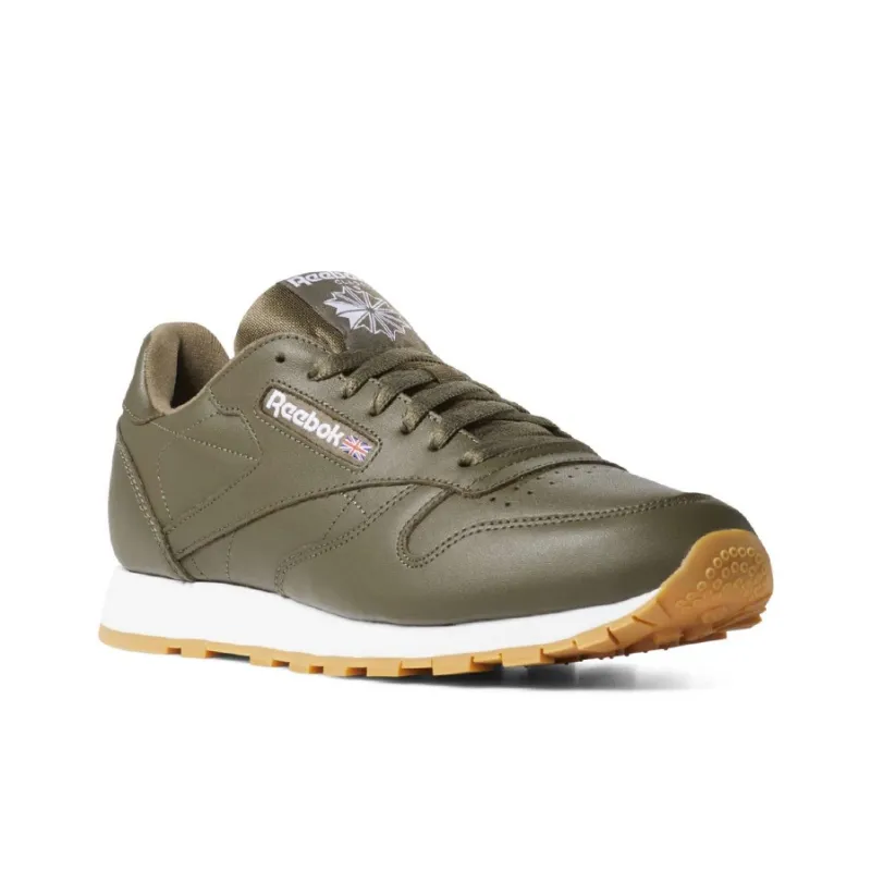 Reebok Classic Leather Running Shoes Men Low-Top Army Green-2