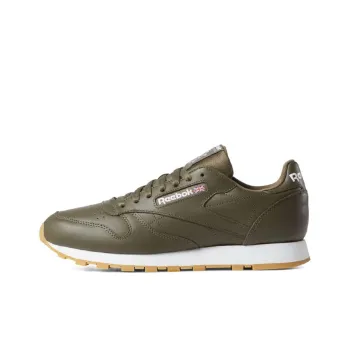 Reebok Classic Leather Running Shoes Men Low-Top Army Green