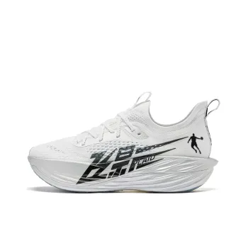 QIAODAN Flying Shadow Plaid Wear Resistant Low Top Marathon Running Shoes Men's White