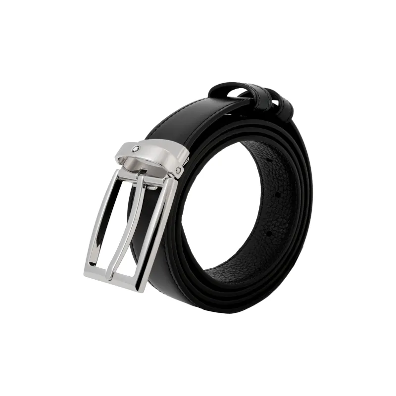 MONTBLANC Cow Leather Belts Unisex Black/Blue Width 3cm-2