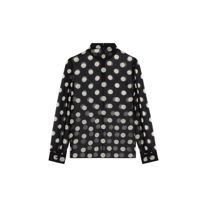 CELINE Blouse With Overturned Collar In Silk Georgette-1