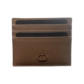 DIOR Grained Cow Leather Card Holder Men's Brown