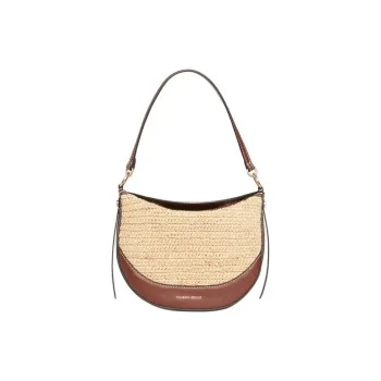 Vanessa Bruno Smooth Leather With Raffia Portable Crossbody Bag Shoulder Bag Small Size Women's Natural