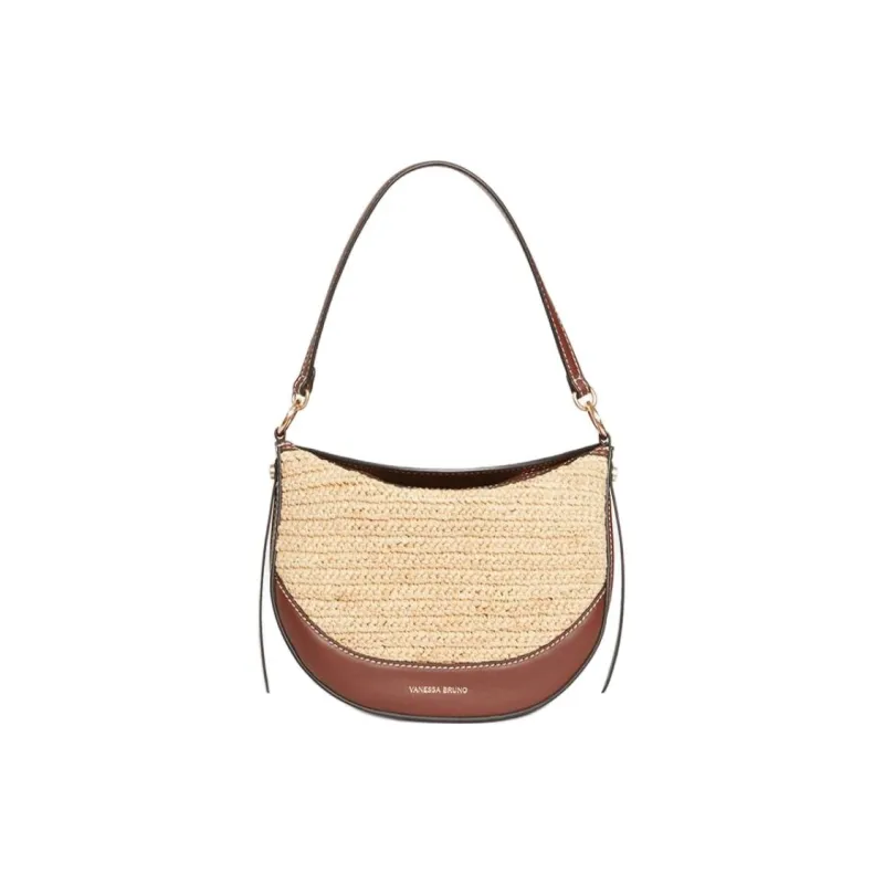 Vanessa Bruno Smooth Leather With Raffia Portable Crossbody Bag Shoulder Bag Small Size Women's Natural-0