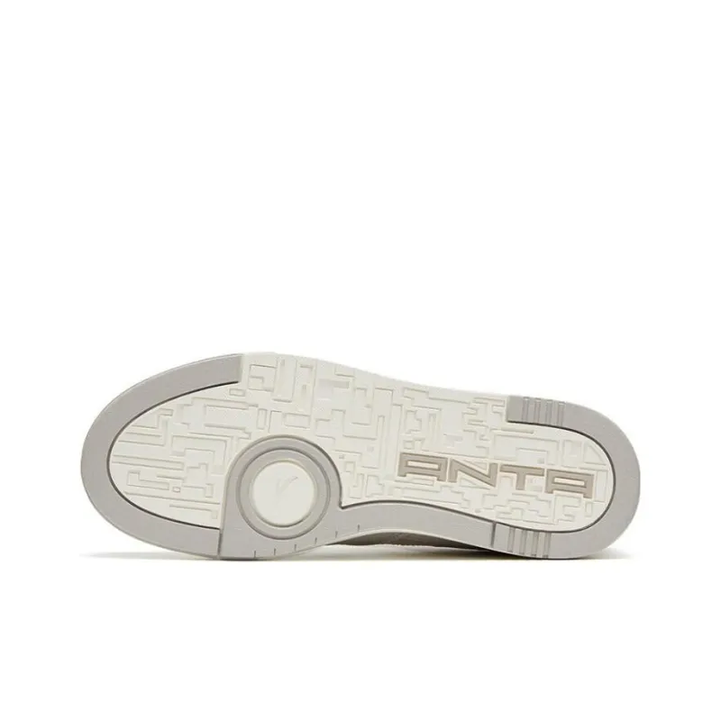Anta Street Naughty Anti Slip Wear Resistant Low Top Skateboard Shoes Gray White-4