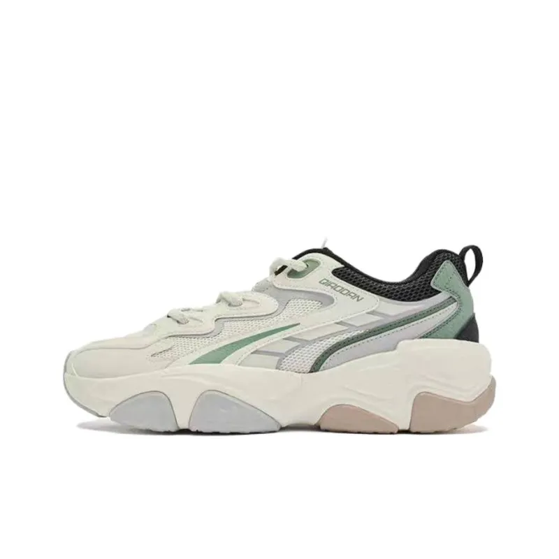 QIAODAN Cushioning Wear-Resistant Low-Top Casual Shoes Men's White Gray Green-0