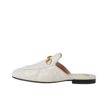 GUCCI Princetown Slipper White Embossed Leather