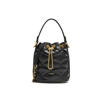 Tata PU Bucket Bag, One Shoulder Handbag Mini Women's Black/Pink