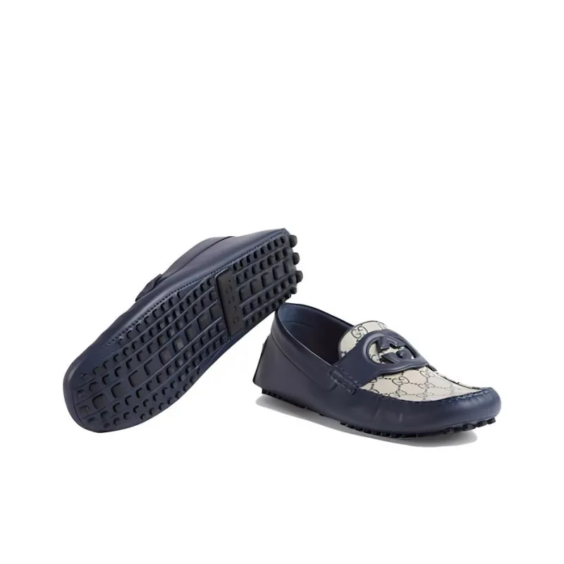 GUCCI Gommino Loafers Men Blue-4