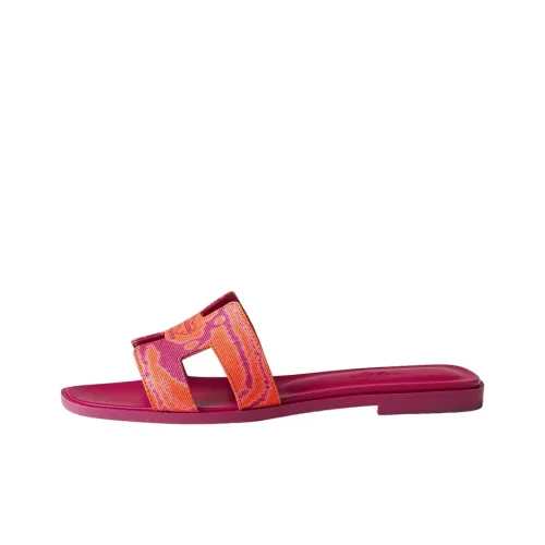HERMES Oran Sandal Orange SynthŽtique Cotton Canvas