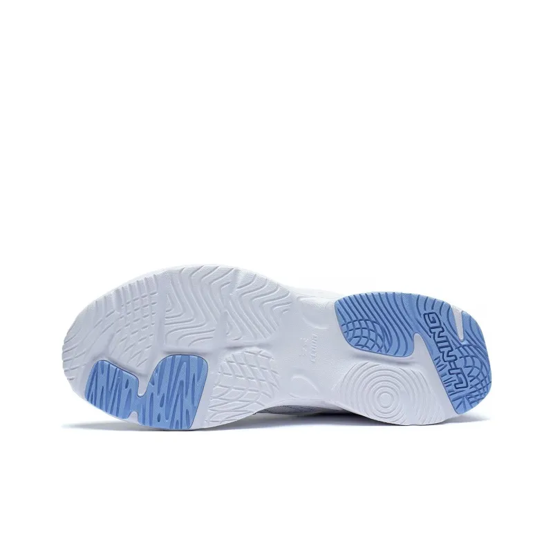 LiNing Anti Slip Wear Resistant Low Top Running Shoes Women's White Blue-5