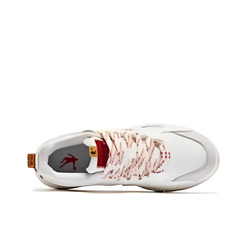 QIAODAN Inheritance 1.0 Durable Breathable Low Top Skateboard Shoes Ivory Tomato Red-3