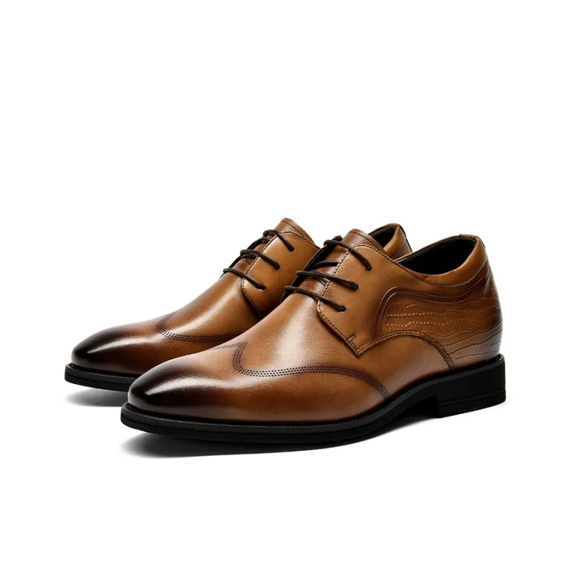 1M8 Dress Shoes Men Low Top Brown-2