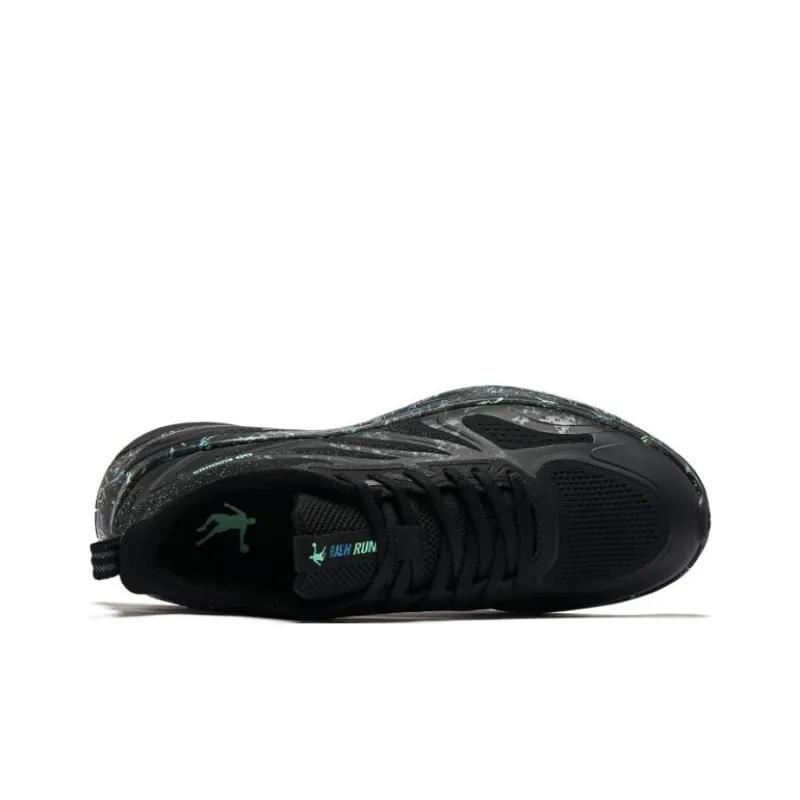 QIAODAN Blazing Plume Cushioning, Slip Resistant, Abrasion Resistant, Rebound Low Top Running Shoes Men's Black Green-4