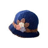 Yarn Pearl Flower Head Yarn Hat Treasure Blue