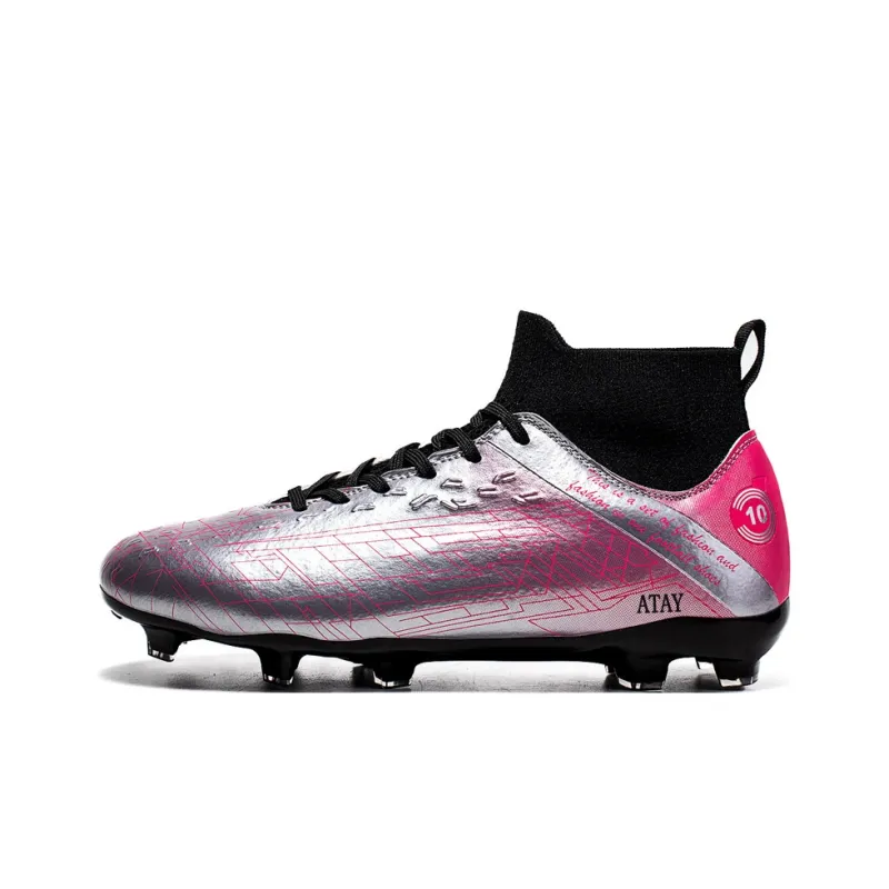 ATAY Anti-Slip Wear-Resistant Soccer Shoes Unisex Silver-0